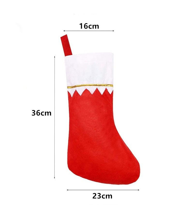 Foreign trade factory Christmas socks DIY non-woven fabric white mouth golden edge light board hanging bag Green mouth gold thread socks Christmas decorative socks