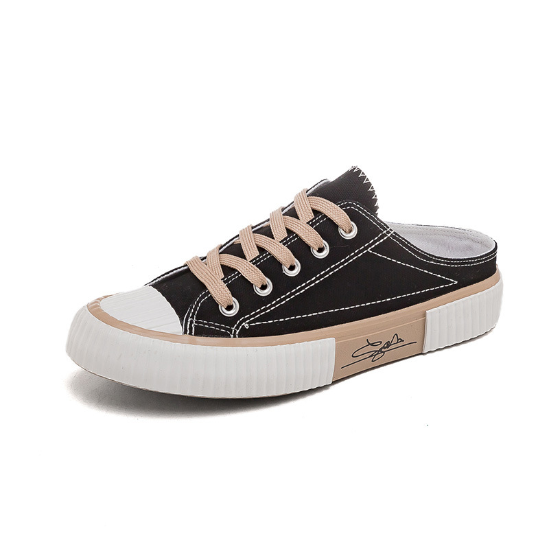 2023 Fubu Summer New Canvas Shoes Women's Low-cut Lazy Shoes Half-support Slip-on Slippers Casual Women's Shoes Trendy Shoes