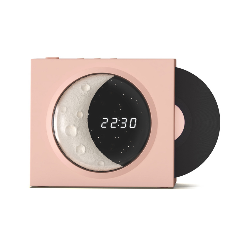 Retro vinyl moon Bluetooth speaker USB outdoor multi-function TF card moon clock speaker Starry Sky headlamp