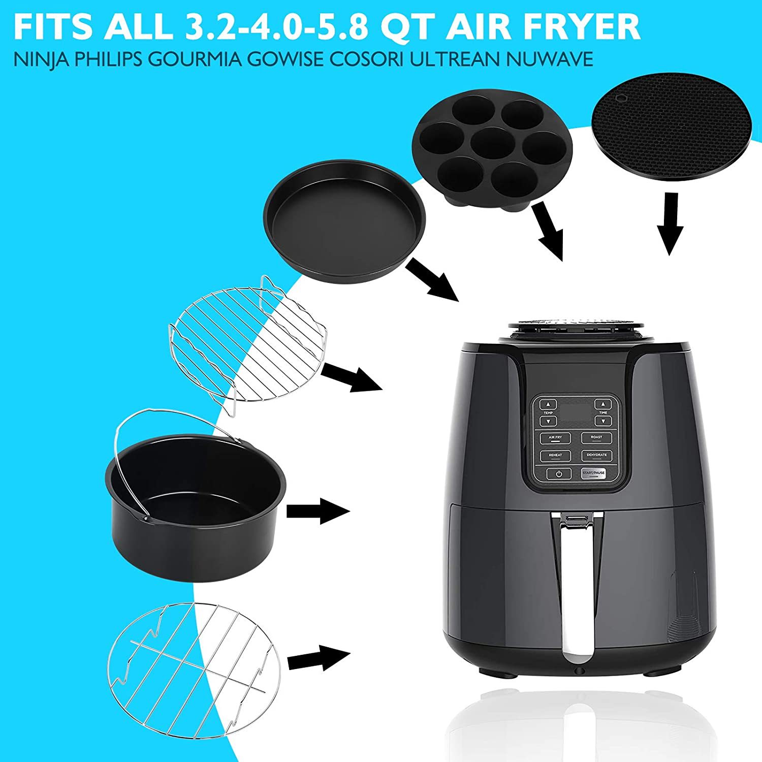 Air Fryer accessories 6/7/8in set a generation of spot airfryer2.8qt-5.8qt cross-border