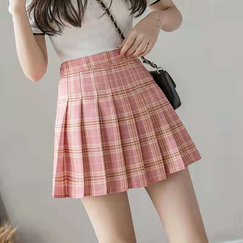 Pleated Skirt Women's Skirt 2021 Autumn and Winter New High Waist Slim A- line Skirt Large Size Japanese JK Plaid Skirt Summer