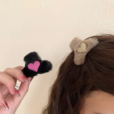 ヘアアクセサリー｜可愛い・ミニ・ハート・ファー・秋冬・クリップ・ヘアクリップ|undefined