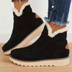 Foreign trade large size women's boots 2022 winter New Ladies thick-soled cotton boots solid color set feet warm short boots