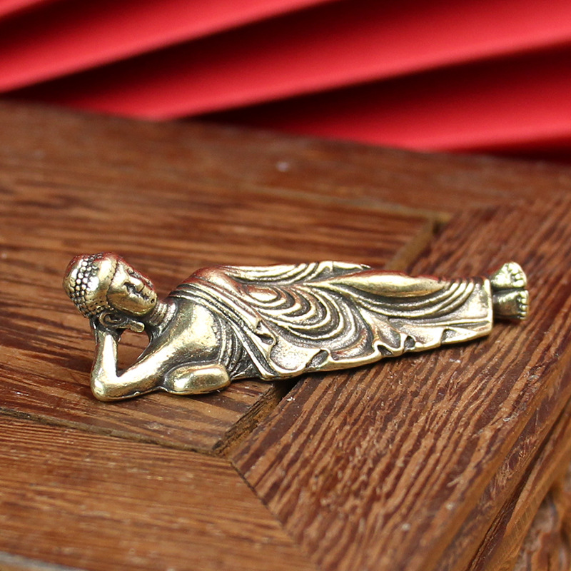 Pure copper Sakyamuni Buddha brass Buddha statue lying Buddha Sakyamuni Buddha Hall metal crafts ornaments