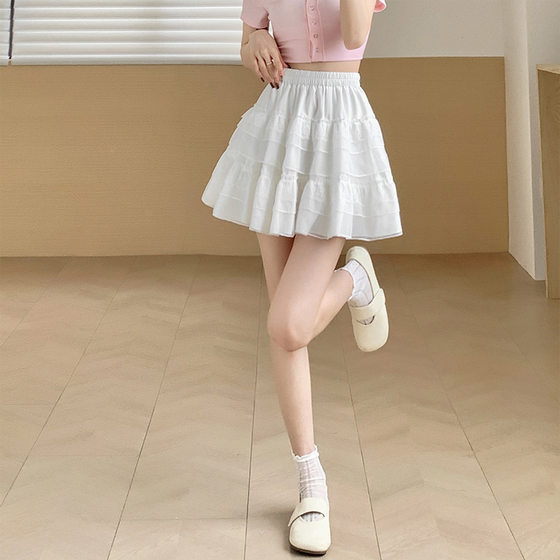 Lace Cake Skirt Women's Summer New Style Skirt Princess Style White Skirt Age-reducing High Waist Elegant Elegant Skirt