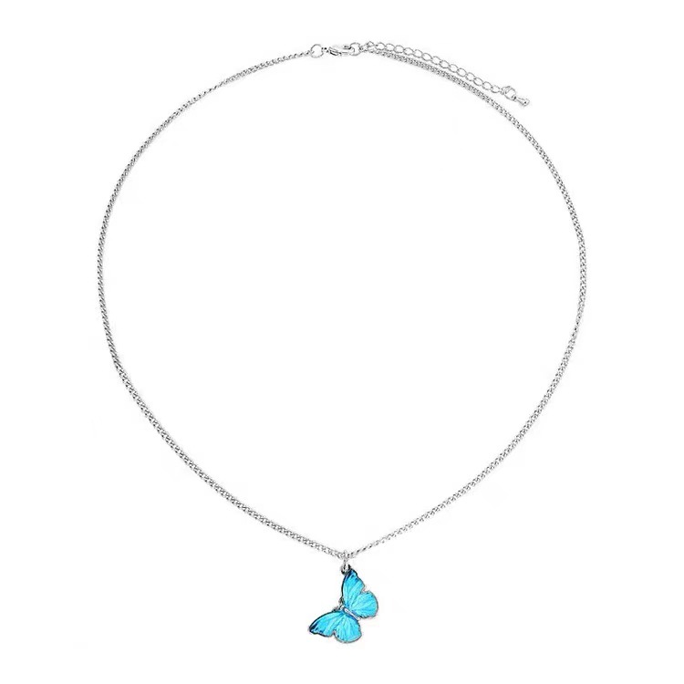Korean ins Butterfly Bracelet Necklace Set European and American Dream Blue Butterfly Buckle Bracelet Elegant All-match Necklace