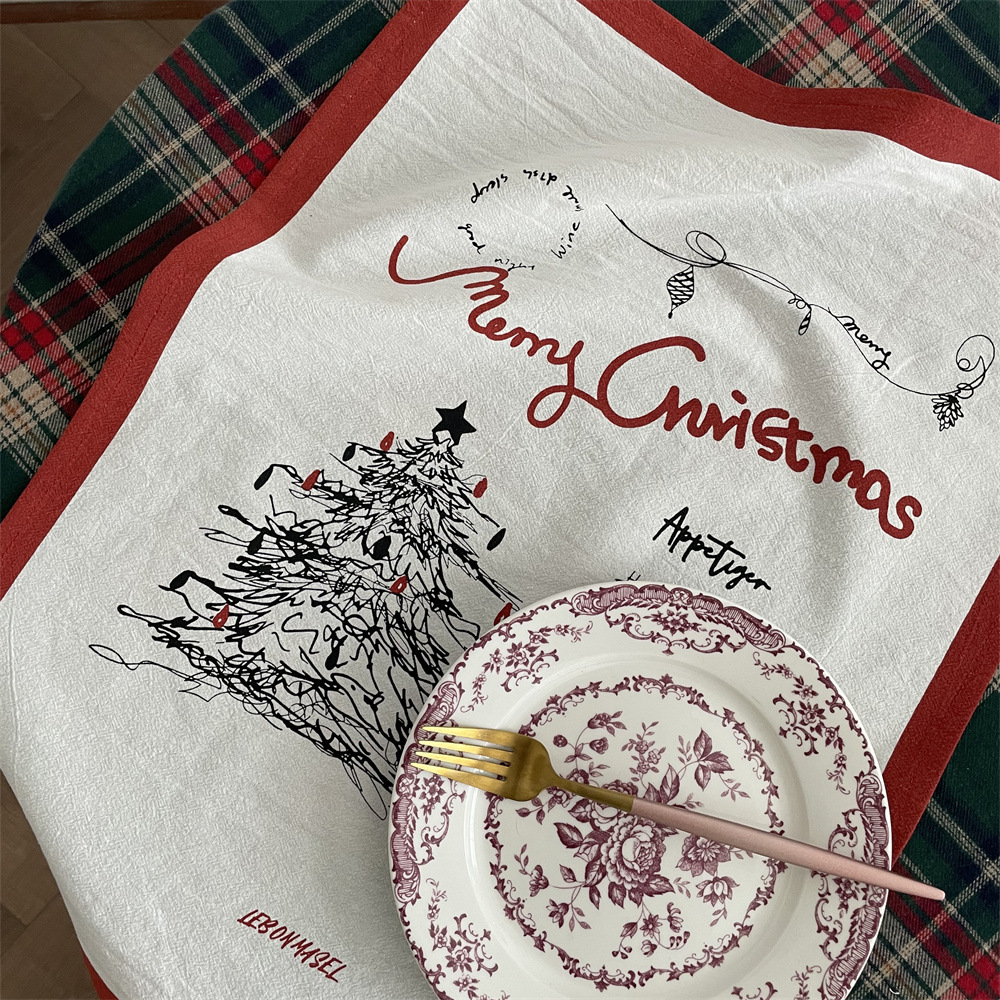 Christmas series ~ Christmas tree hanging cloth simple wall decoration cloth photo props chic red napkin background cloth