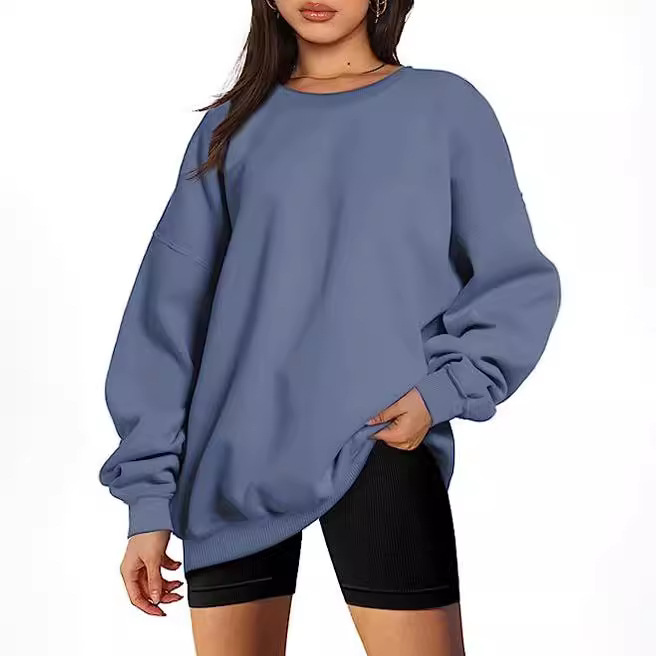 2023 Amazon Women's European and American Cross-border Women's Oversized Loose Sweater Sports Long Sleeve Round Neck Pullover Top
