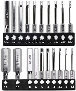 20-piece set of hexagonal batch head combination 60mm long S2 material batch head chrome-plated weak magnetic batch head BST batch head -018
