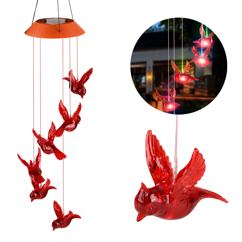 Solar hummingbird Wind Bell light LED Christmas butterfly light courtyard solar wind Bell light landscape light garden light