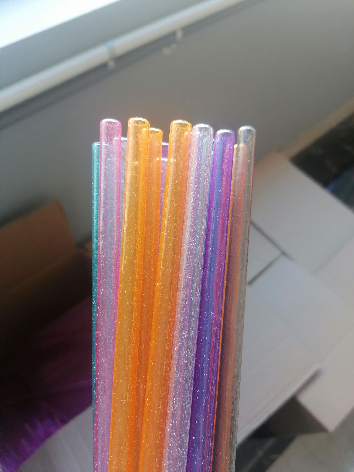 Glitter Straw Cross-border Hot Sale in stock Various Colors PETG Food Grade Material Reusable Drinking Straw