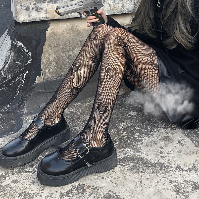 Factory wholesale hollow hot drill jk sexy stockings black stockings European and American plus size temptation letters ins fishnet stockings