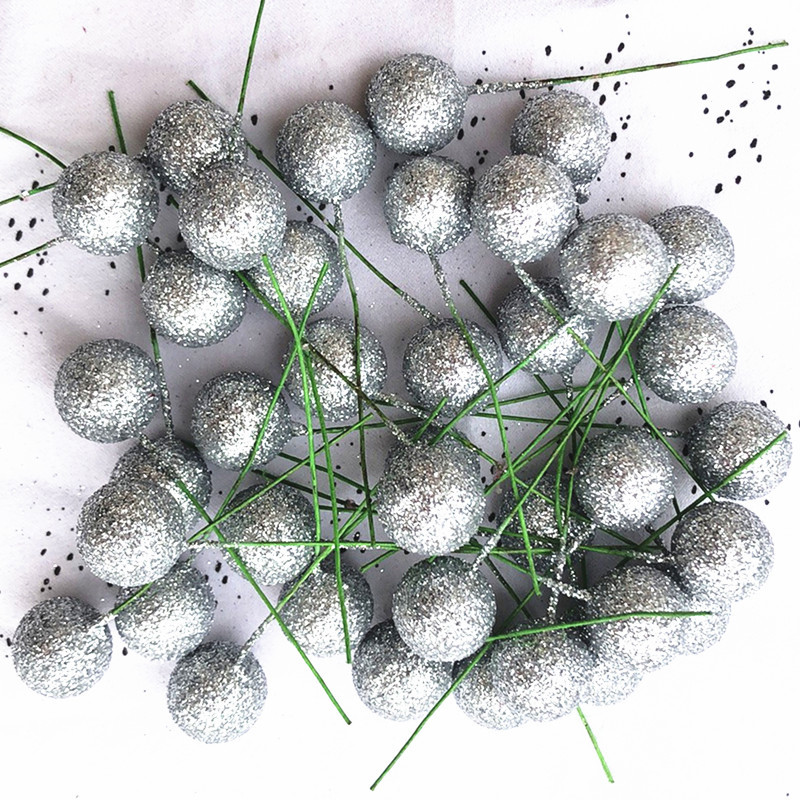 [Foam glitter pink fruit] 15mm single head simulation onion powder fruit glitter pink ball Christmas material accessories manufacturers