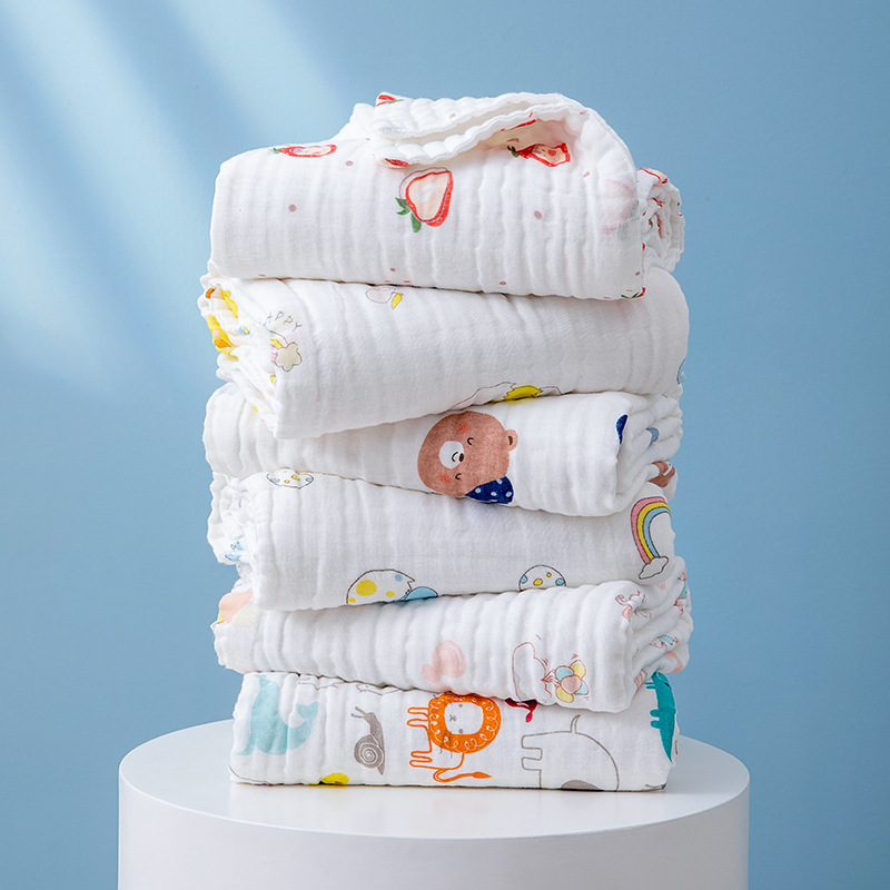 Toalla de baño recién nacido de gasa de 6 capas 110*110 Toalla de baño de gasa de seis capas manta de gasa de algodón edredón infantil