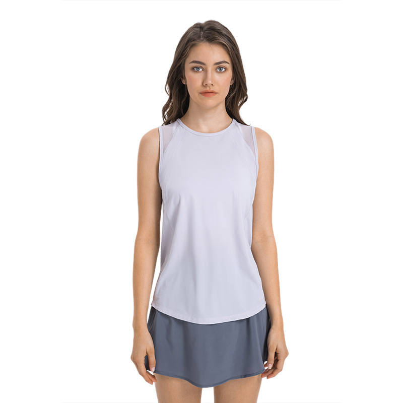 Spring and Summer New Mesh Beauty Back Yoga Clothes Top Quick-drying Fitness Sleeveless Blouse Sports Vest for Women DT051