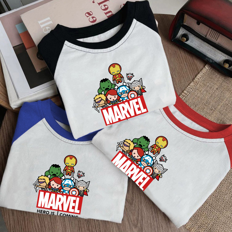 Pure cotton children's T-shirt long-sleeved boys and girls' clothing 2025 cute cartoon anime fun children's base top spring