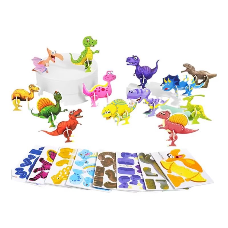Cartoon 3D three-dimensional jigsaw puzzle for primary school students handmade puzzle DIY insect dinosaur model children's toy prizes wholesale