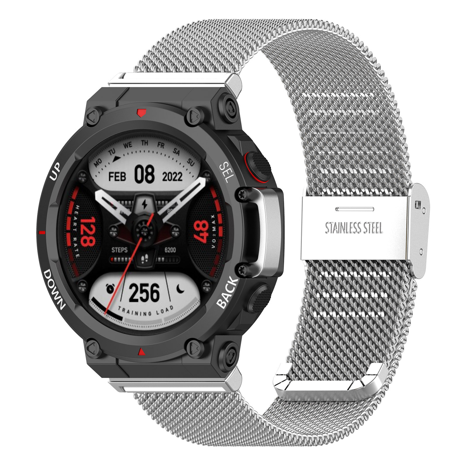 適用華米Amazfit T-Rex2卡扣米蘭錶帶 霸王龍2代磁吸不鏽鋼網帶