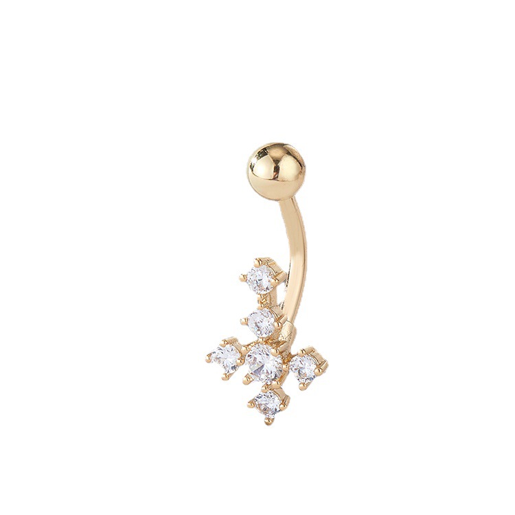 European and American ins fashion multi-Diamond Cross navel nailing navel ring belly buckle body piercing jewelry