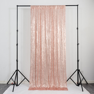 Factory wholesale hotel wedding banquet scene curtain ins silver rose gold embroidered cloth sequin curtain
