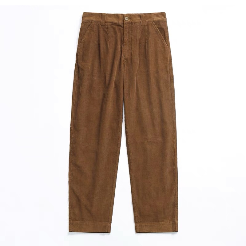 Corduroy Pants Men's Autumn and Winter Loose Fashionable American Style Tooling Pleated Antique Japanese Style Retro Casual Straight Pants Men's