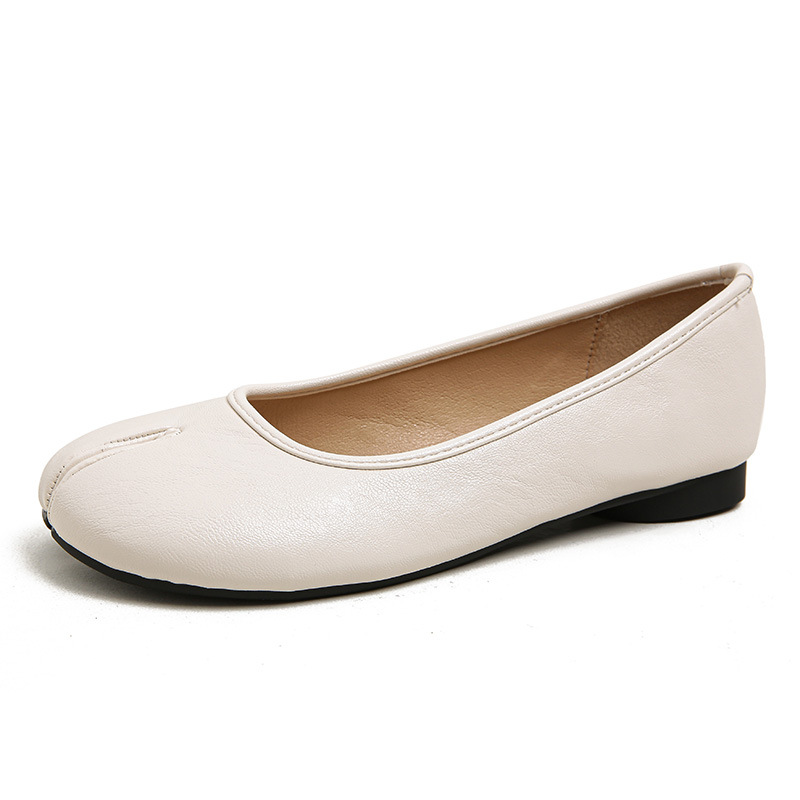 Pig's hoof shoes cowhide toe shoes women's summer flat low-cut single-layer Shoes ballet horseshoe shoes brother AXI same style slip-on