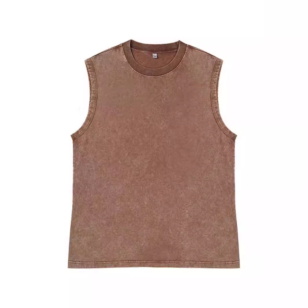 230g Heavy Weight Vest Men's Summer Dressed Retro Trendy Brand Ins Sleeveless T-Shirt American Washed Loose Waistcoat