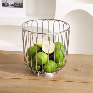 Export Order 304 Stainless Steel Fruit Basket Fruit Plate Fruit Basket Citrus Basket Home Storage Decorative Round Shape