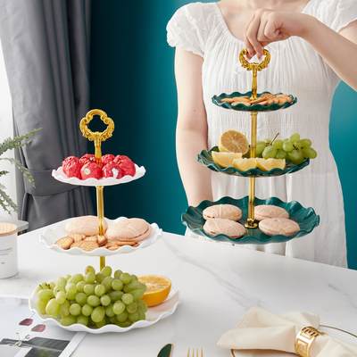 Nordic Style Plastic Dessert Plate Light Luxury Three-Layer Fruit Plate Living Room Fruit Plate Wedding Christmas Dessert Rack Candy Plate