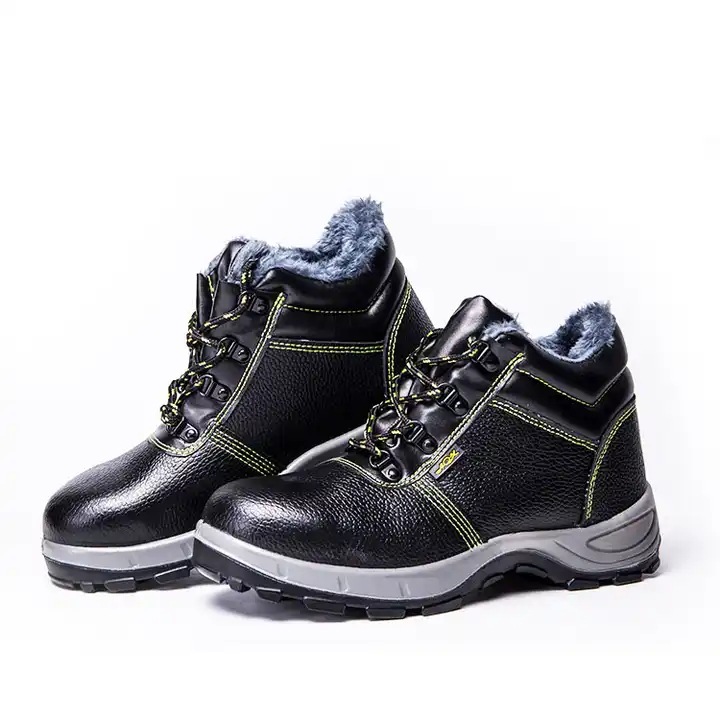 Winter Cotton Labor Protection Shoes High-top Anti-smash and Anti-puncture Work Safety Shoes Cowhide Solid-soled Fleece-lined Cold-proof Anti-smash Shoes
