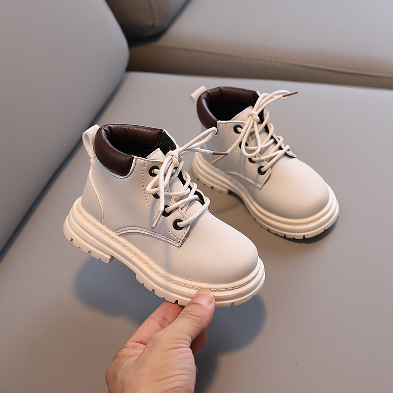 Children's Autumn and Winter Fashion British Ankle Boots Boys Lace-up Fashion Martin Boots Girls Soft Bottom Single Boots