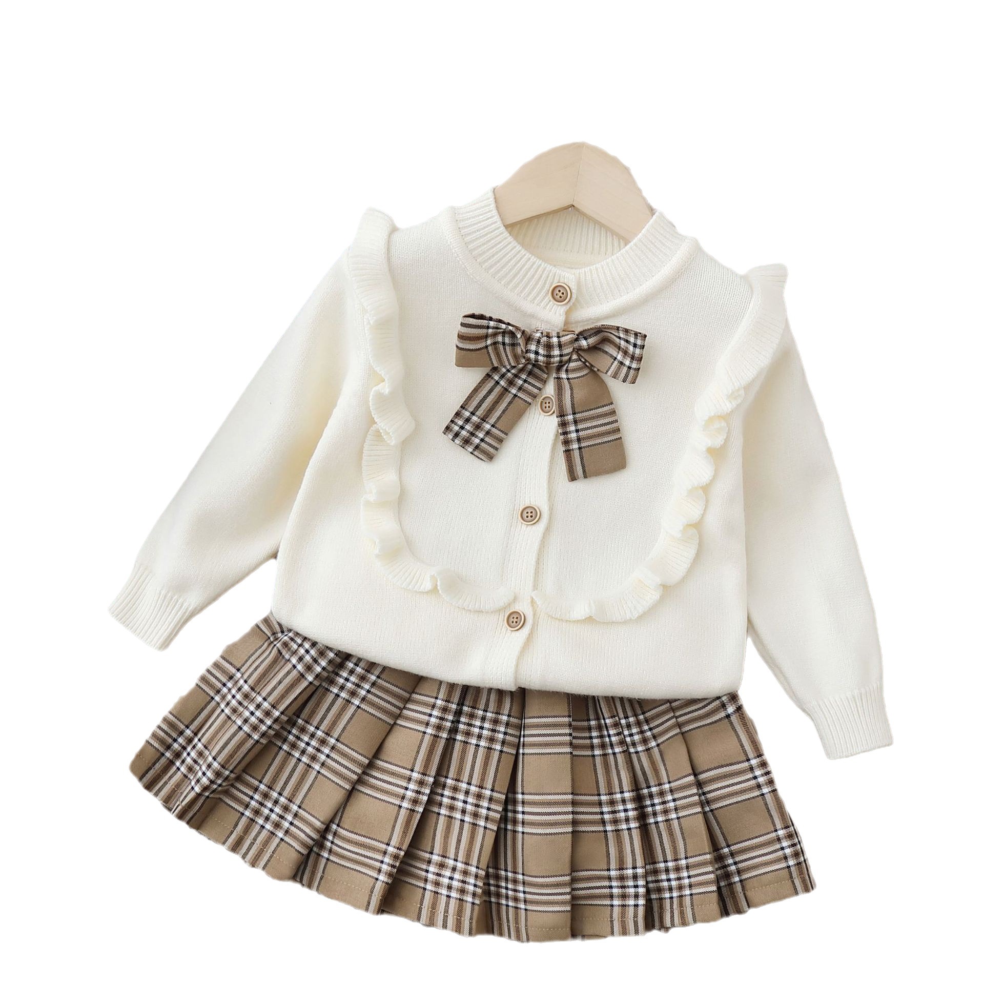 Children's sweater two-piece JK suit 2023 autumn new baby girl princess dress girls' suit autumn children's clothing