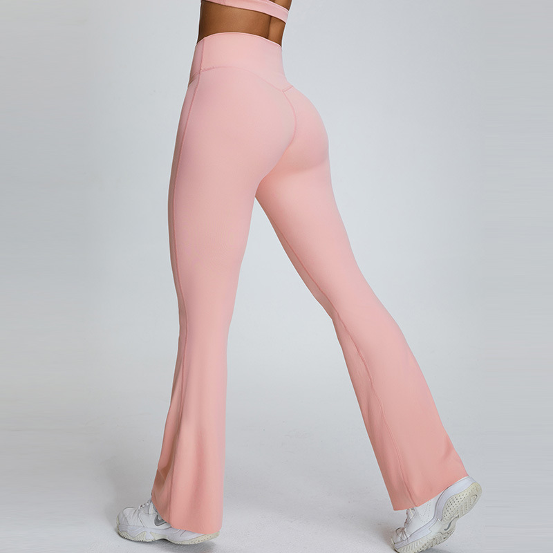Cross-border new high waist flared pants women's V arc belly slimming pants outdoor leisure sports wide leg pants fitness trousers