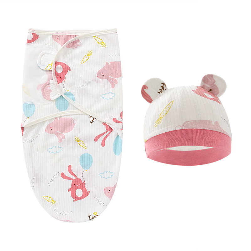 Foreign trade European and American newborn swaddling sleeping bag baby spring silkworm sleeping bag quilt anti-kick baby hat 8922025