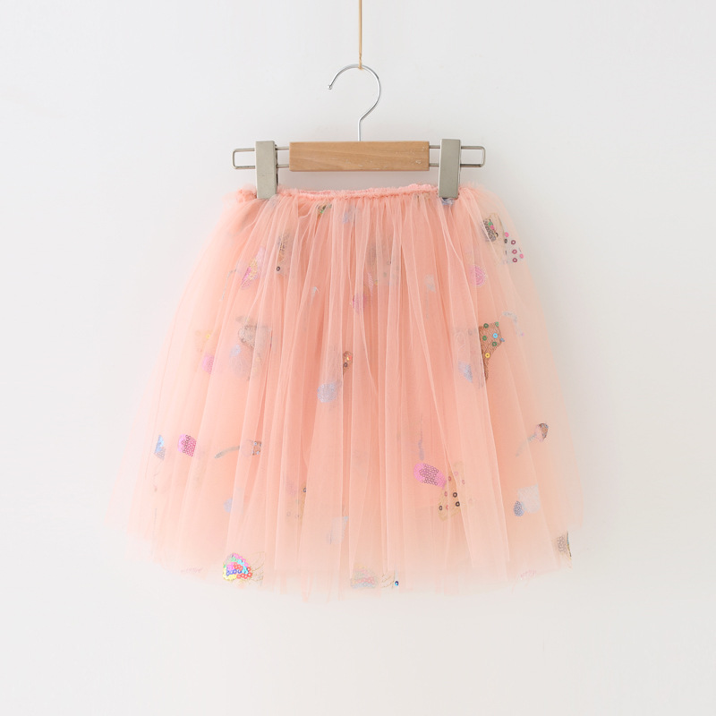New Children's Skirt Colored Mushroom Skirt Embroidered Three-Dimensional Sequin Pop Skirt Children's Beautiful All-Match Princess Skirt
