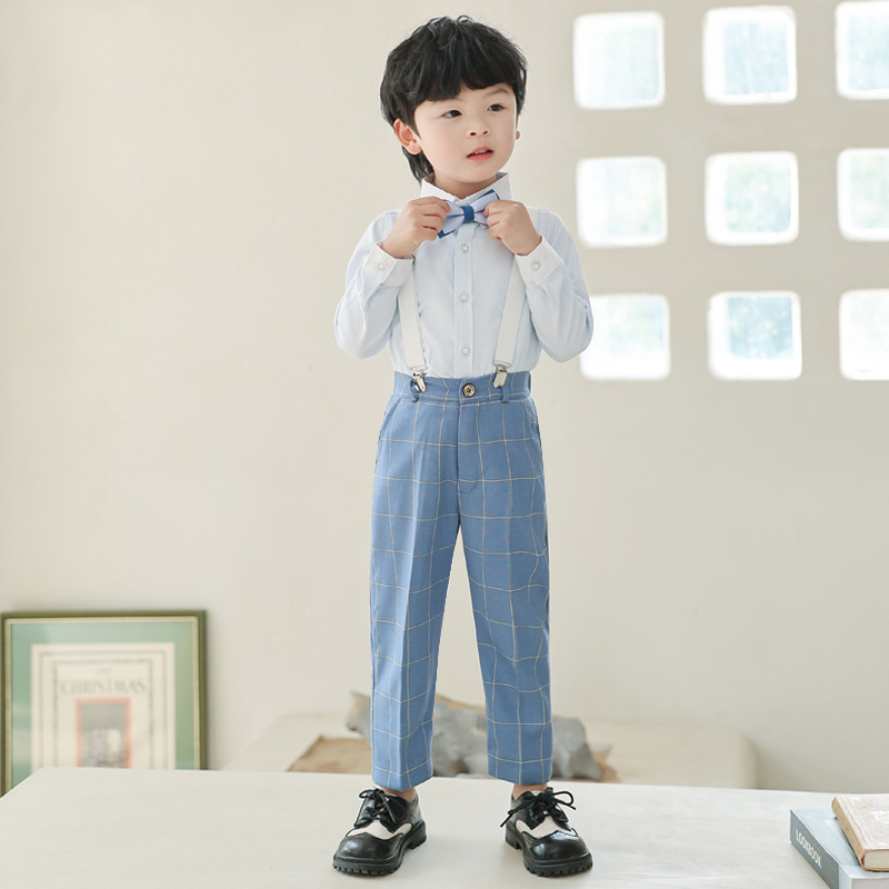Boys' Vest Set Summer New Short-sleeved Middle and Large Children's Performance Clothes Children's Speech Baby One-year-old Flower Girl Dress