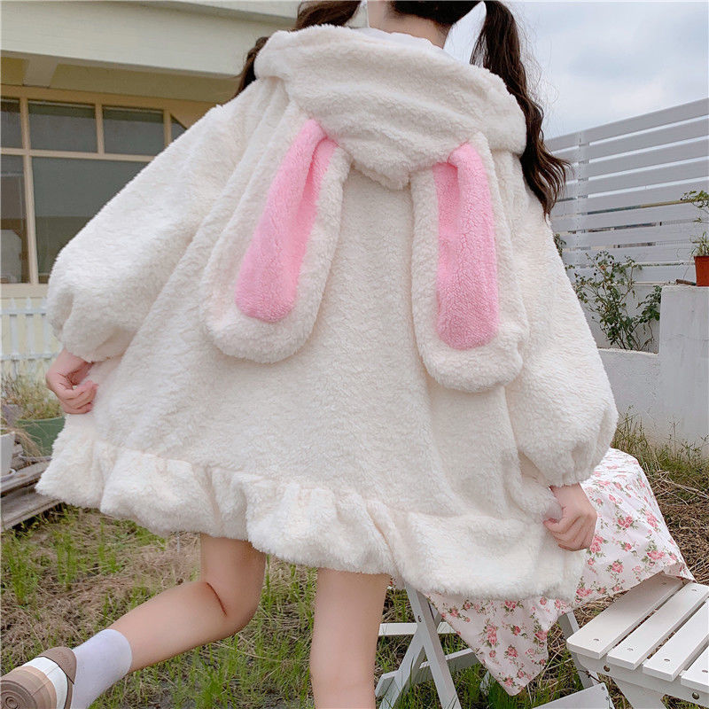 Cappotto in maglia di coniglio chic in peluche alla moda 2022 per donna autunno e inverno_voghion.com