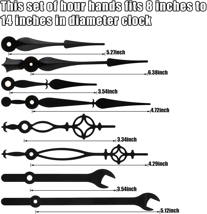 Cross-border spot 14 styles of metal clock pointer DIY clock movement repair accessories aluminum clock pointer