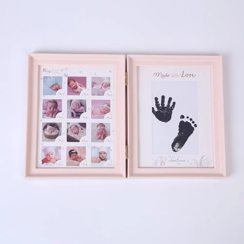 wish AliExpress Book Style Baby One Year Old Children 12 Months Growing Handprint Footprint Photo Frame Wedding Shadow