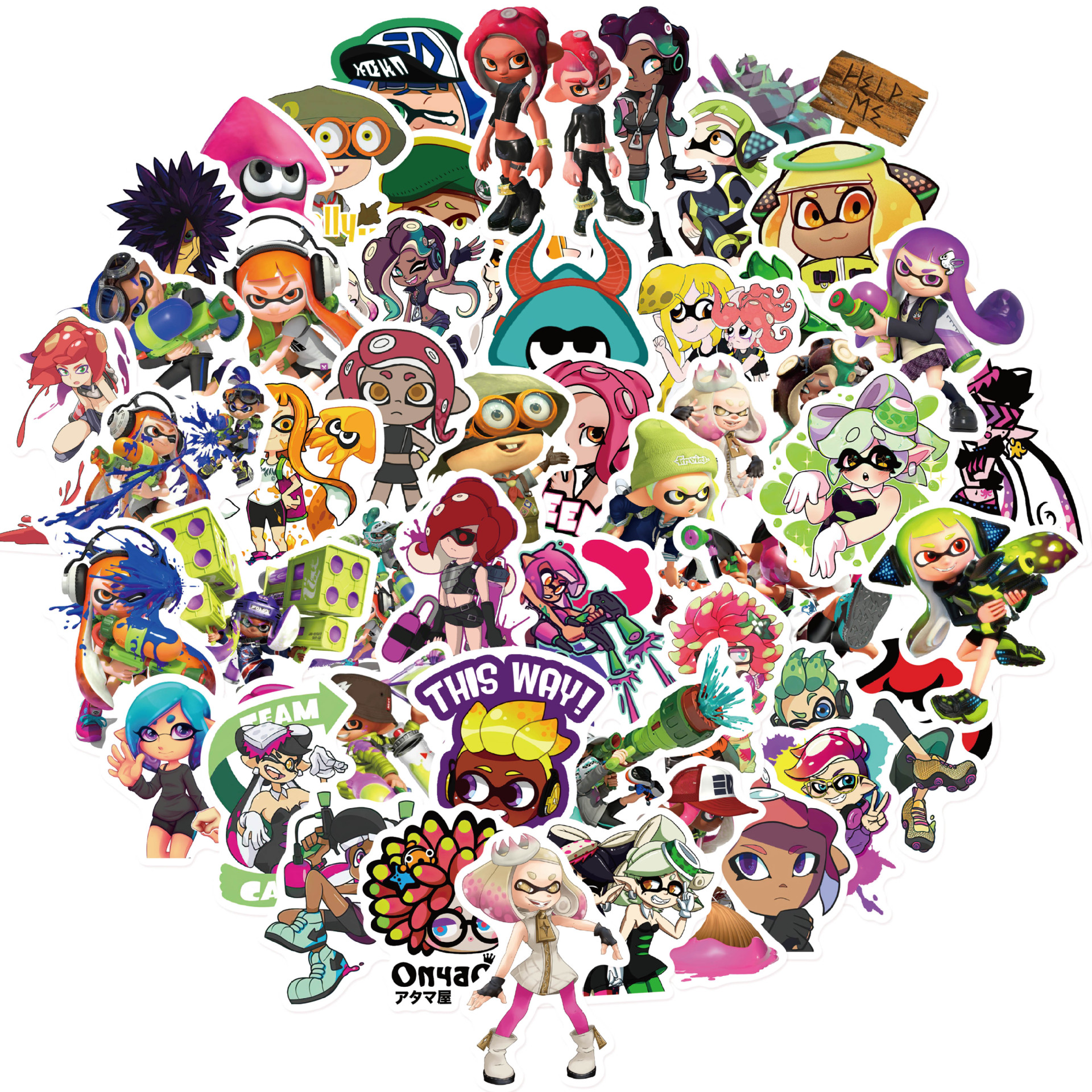 50 sheets/set jet warrior Splatoon hand account stickers diy notebook hand account adhesive material stickers