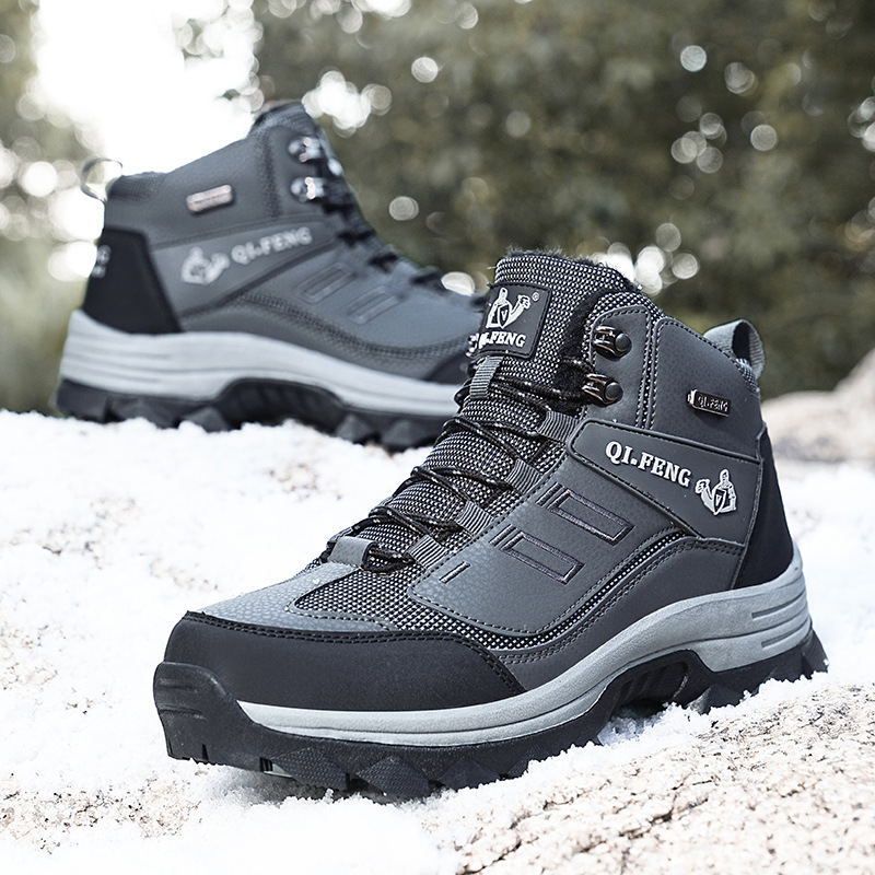 Cross-border plus size autumn and winter men's outdoor mountaineering sneaker work safety shoes thick bottom wear-resistant stain-resistant hiking shoes