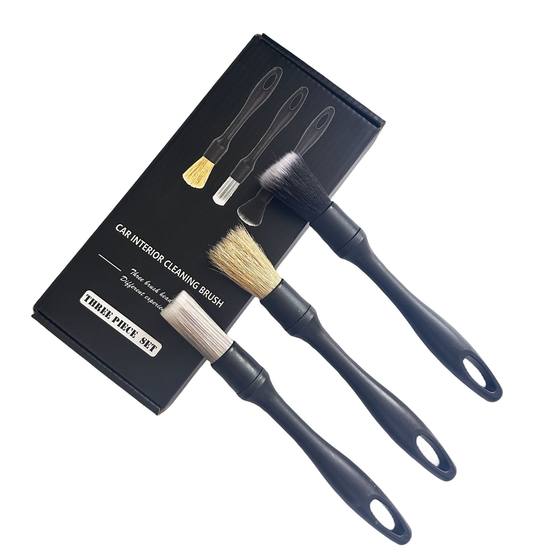 Car cleaning brush car wash details brush 3-piece set interior car gap pig fiber silk dust removal soft brush tool brush