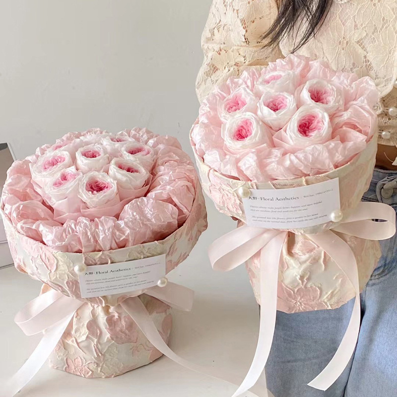 Bouquet wrapping paper material cake flower shop pleated lining paper flower base wrapping paper waterproof pearlescent pear paper