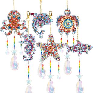 DIY Diamond painting pendant 5d shaped diamond new marine animal wind chime jewelry sunshine catcher hand stick Diamond