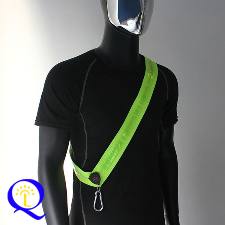 In stock fluorescent green LED shoulder strap graduation ceremony dance entertainment welcome USB rechargeable led luminous crossbody belt