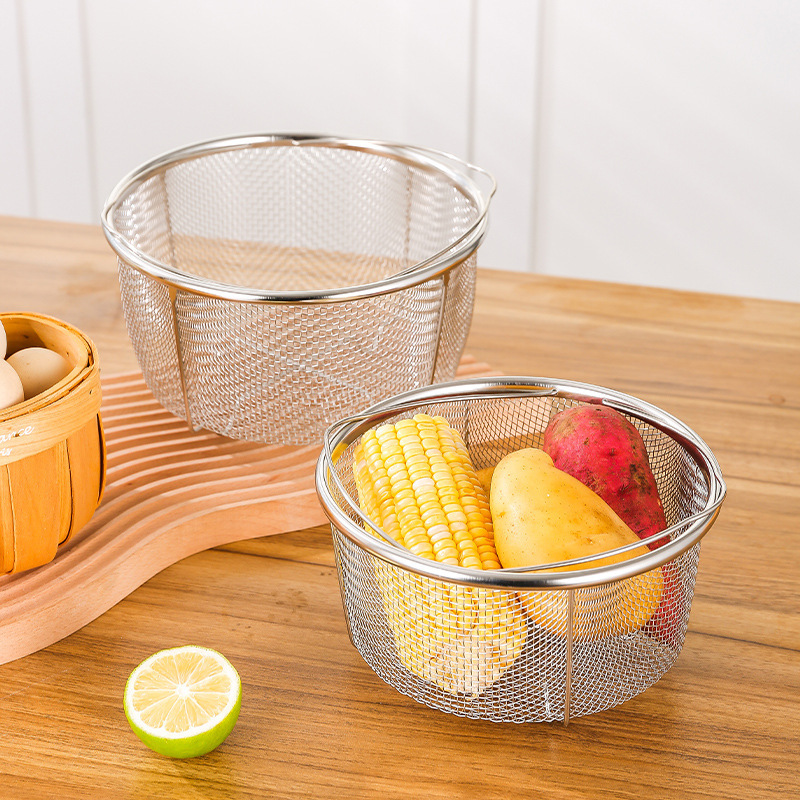 炊飯器の蒸し器のバスケットのステンレス製のバスケットの台所の揚げかごの網のフィルターの水切りかごの高圧鍋の蒸し器|undefined