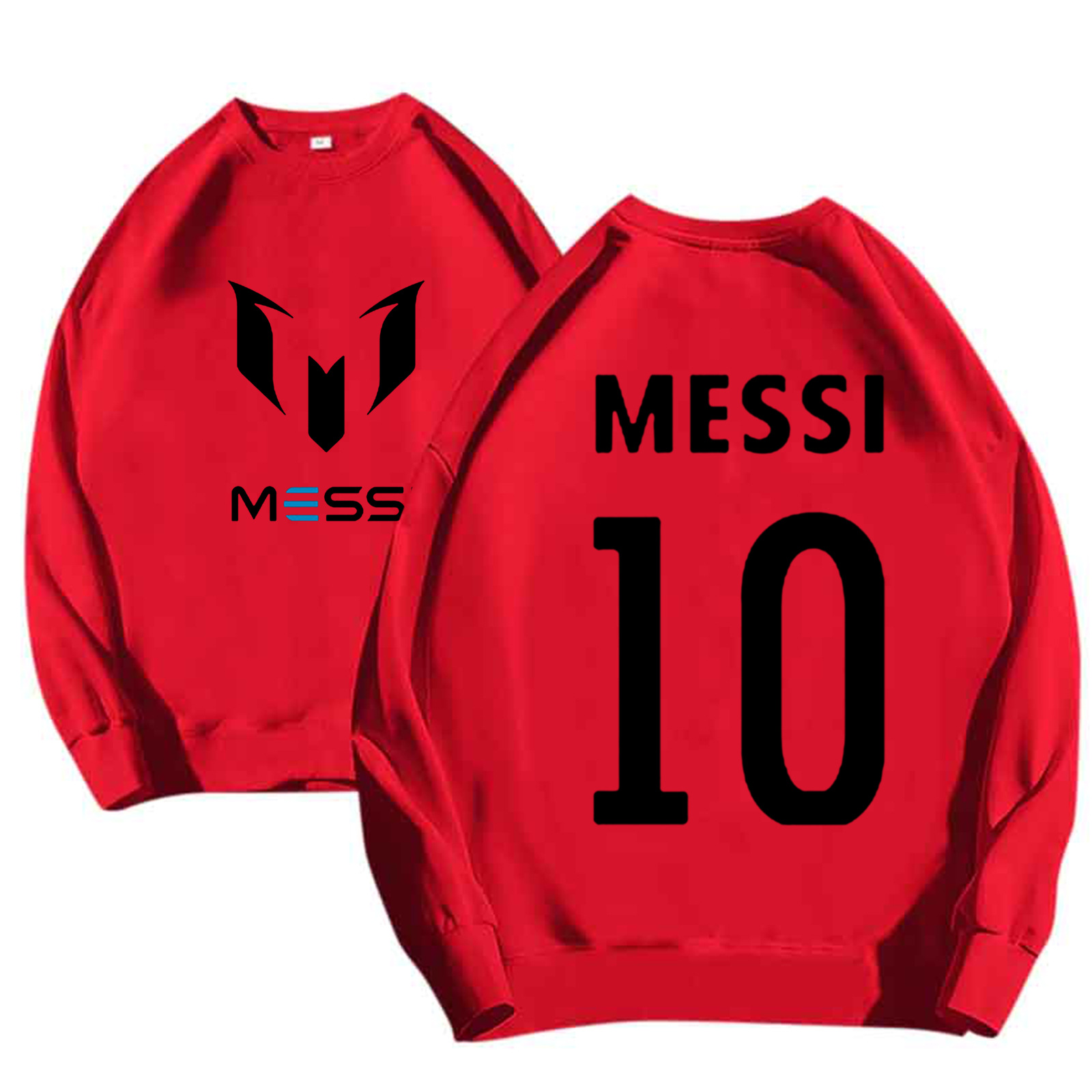 Autumn and winter american fashion men's and women's same style football star printed round neck loose fleece-lined sweater wholesale
