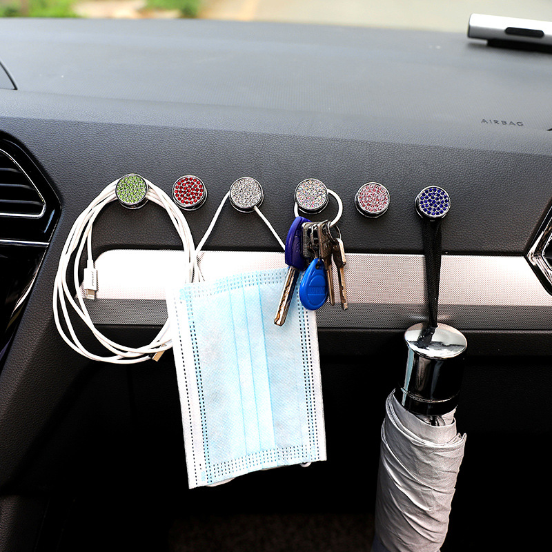 Car Hook Car Home Dual-use Personality Diamond Small Hook Mini Seat Back Creative Multifunctional Paste Hook