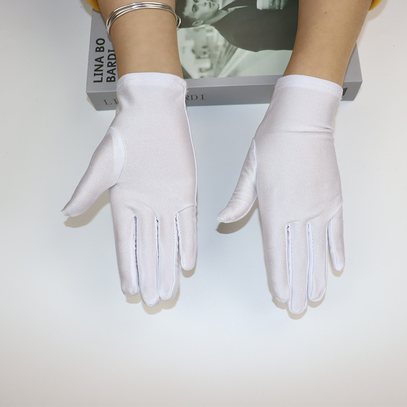 Spandex spring summer men's and women's white etiquette thin stretch gloves dance driving black sweat-absorbent breathable sunscreen gloves_voghion.com