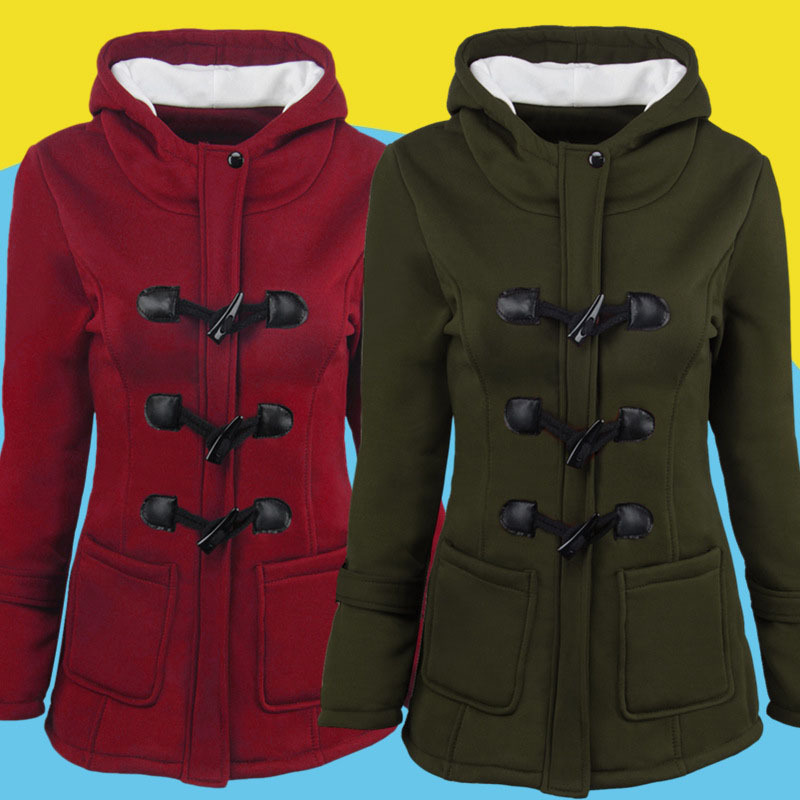 2018 Women's autumn and winter New coat duffle coat women's thickened long hooded jacket cotton-padded coat for women